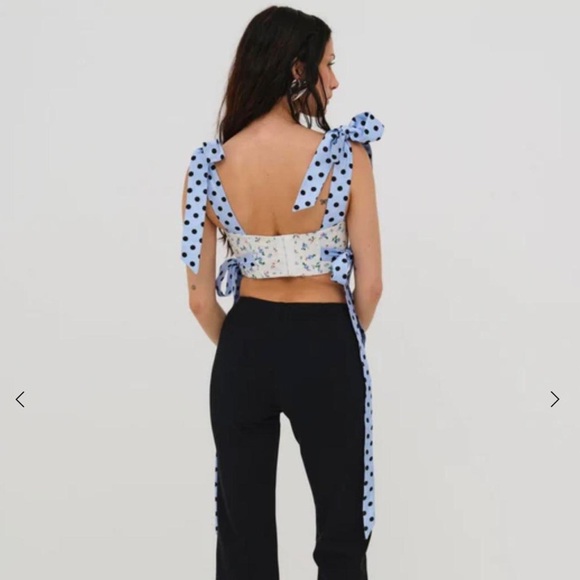 For love and lemons Eugene Polka Dot Floral crop top NWT - Picture 2 of 7